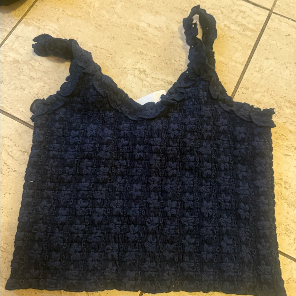 Skatie Blue Ruffled Smocked Camisole Top
